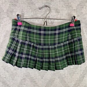 Y2K Dreams by baci lingerie micro mini pleated green skirt - one size